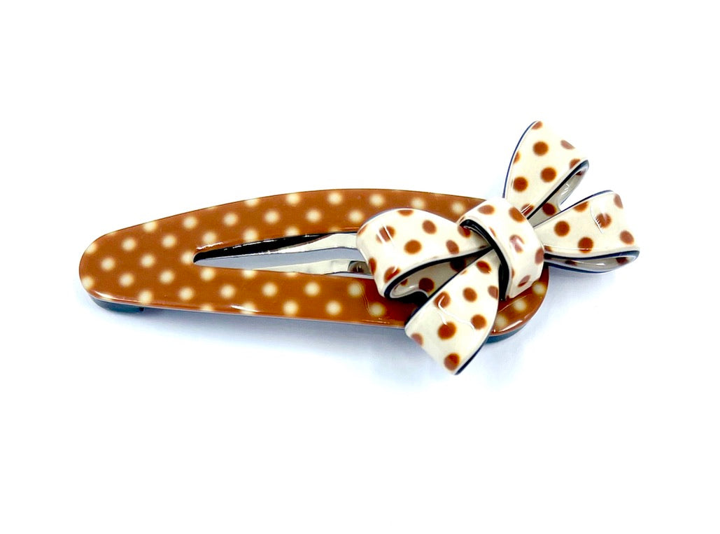 Bow click clack - brown polka PM1108 Default Title Official JT Merch