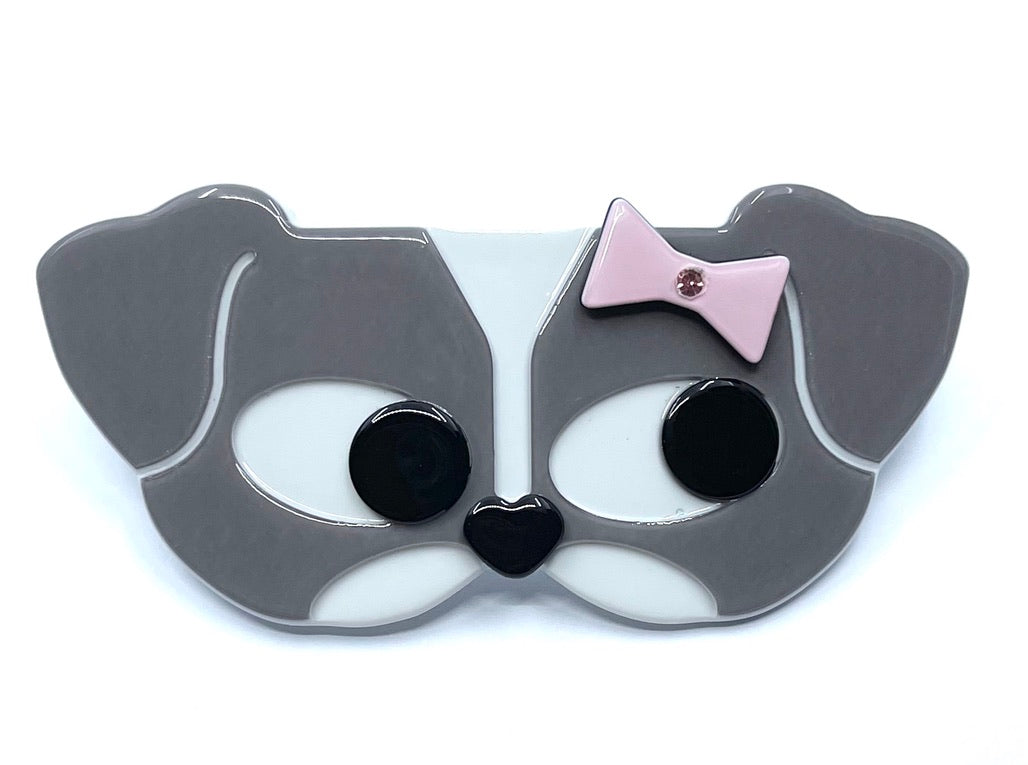 Dog with bow barrette - grey PM1108 Default Title Official JT Merch