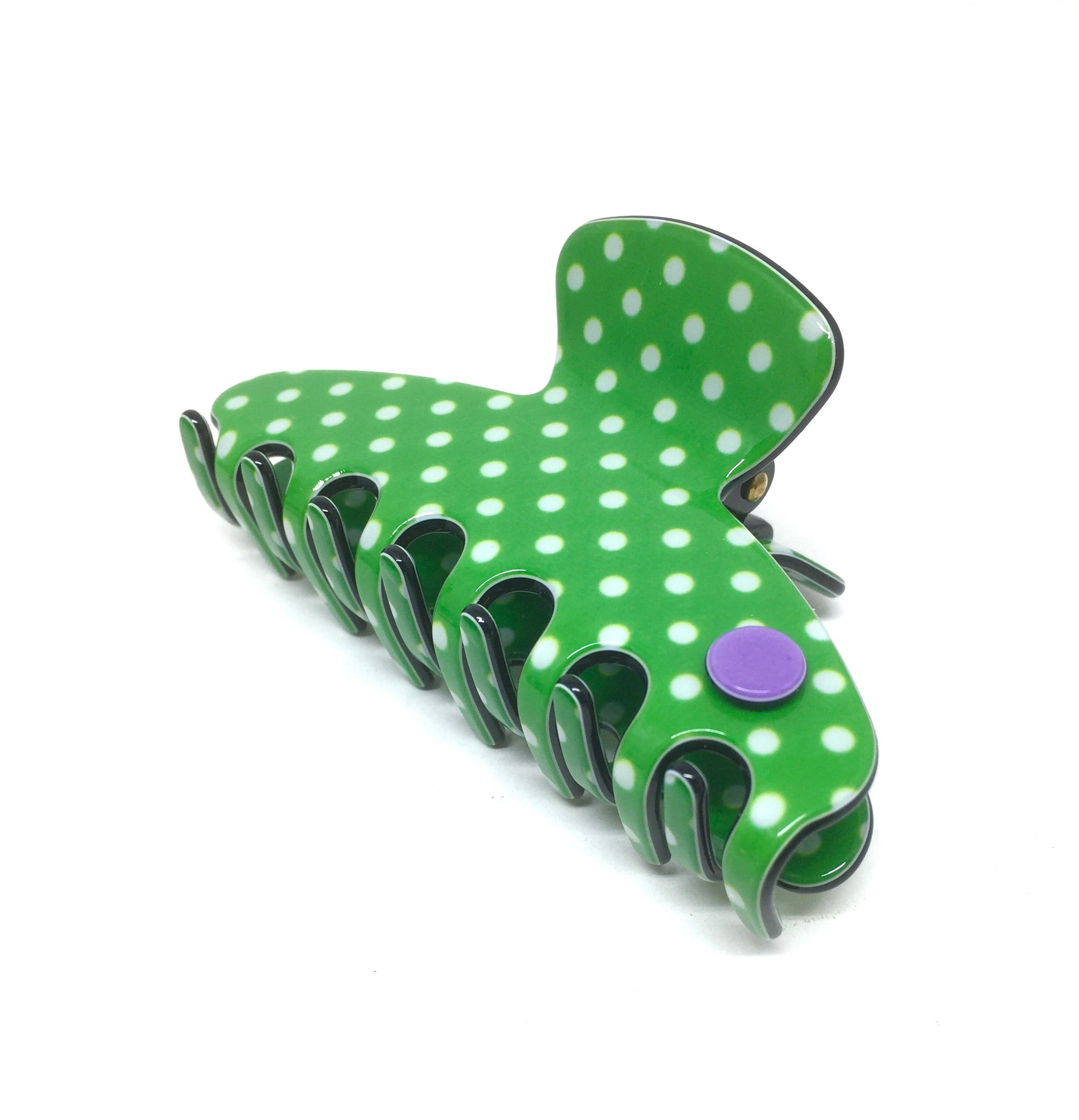 Barcelona medium claw - Green polka PM1108 Default Title Official JT Merch