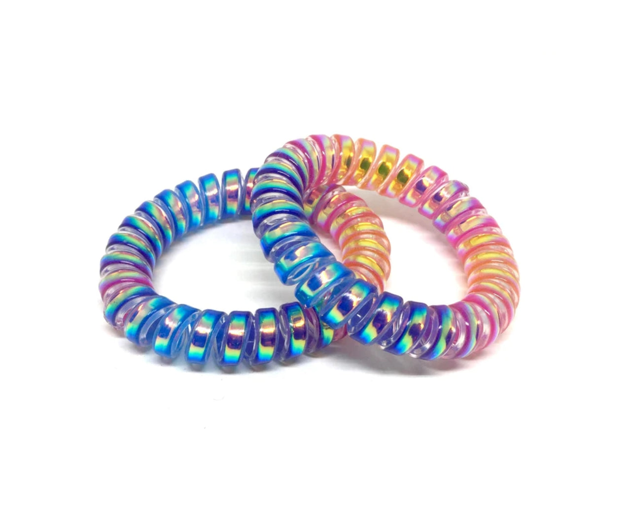 Large Spiral Hair Ties - Iridescent blue and pinks PM1108 Default Title Official JT Merch