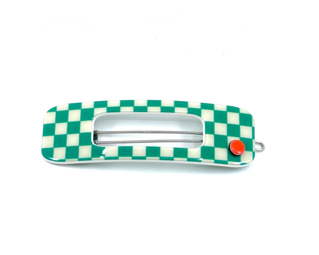 Toulouse Hairclip - green cream check PM1108 Default Title Official JT Merch